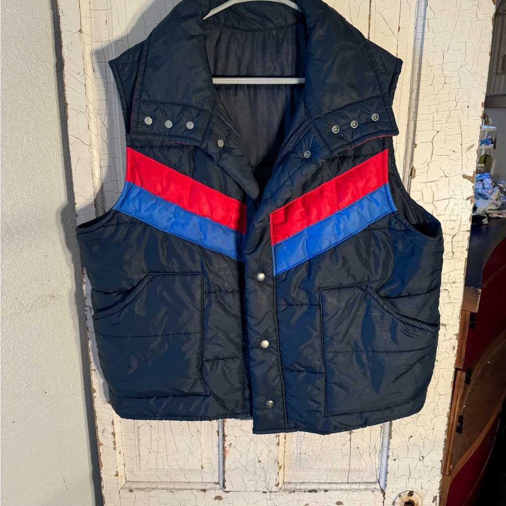 Vintage Men’s JC Penney Snowmobile Puffer Vest Apparel Vest - XL